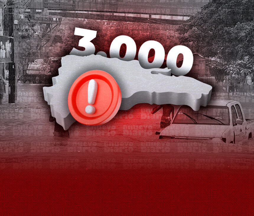 Lluvias dejan casi 3,000 desplazados por inundaciones en Santo Domingo